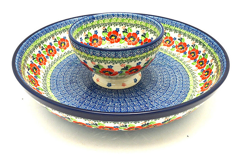 Ceramika Artystyczna Polish Pottery Chip & Dip Set - Danish Garden S11-3219a (Ceramika Artystyczna)