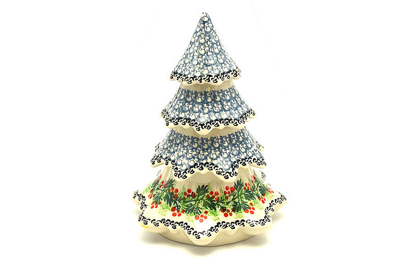 Ceramika Artystyczna Polish Pottery Christmas Tree - Large (7 1/2") - Holly Berry A67-1734a (Ceramika Artystyczna)