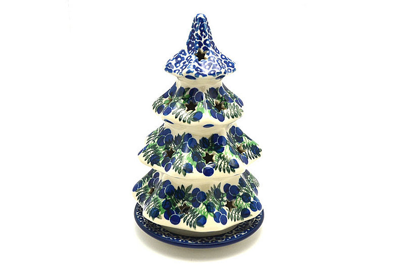 Ceramika Artystyczna Polish Pottery Christmas Tree Luminarz - Large (8") - Huckleberry 602-1413a (Ceramika Artystyczna)
