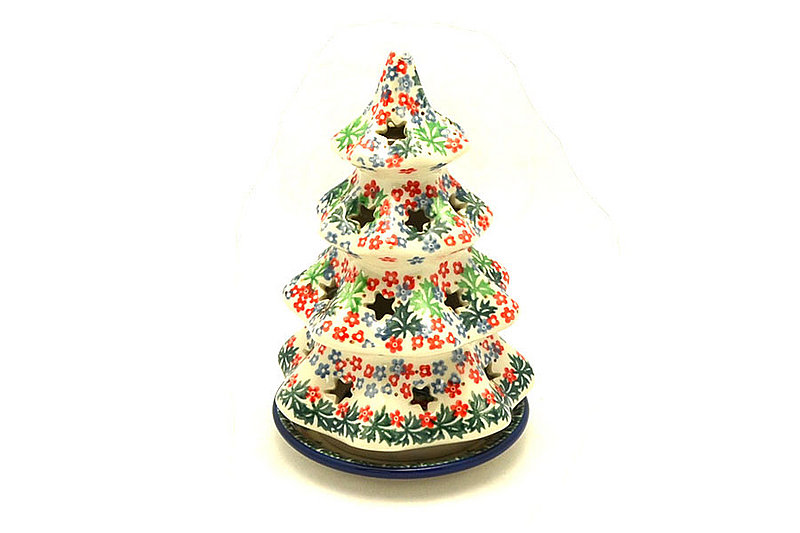 Ceramika Artystyczna Polish Pottery Christmas Tree Luminarz - Medium (7") - Christmas Day 513-2419a (Ceramika Artystyczna)