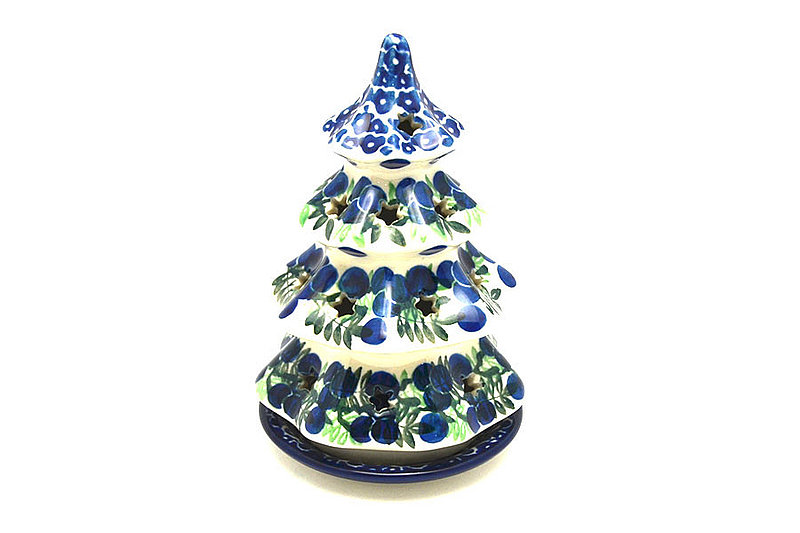Ceramika Artystyczna Polish Pottery Christmas Tree Luminarz - Small (6") - Huckleberry 512-1413a (Ceramika Artystyczna)