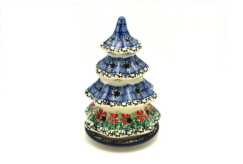 Ceramika Artystyczna Polish Pottery Christmas Tree Luminarz - Small (6") - Maraschino 512-1916a (Ceramika Artystyczna)