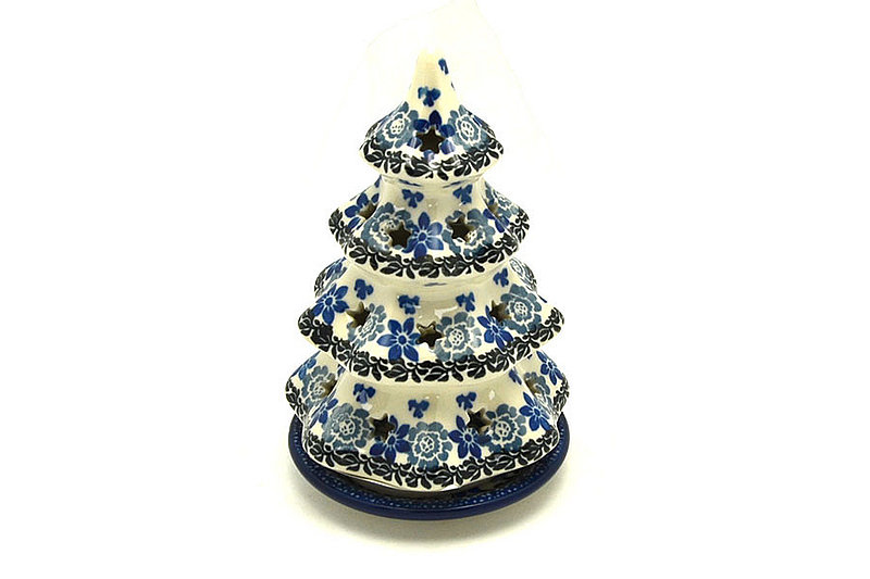 Ceramika Artystyczna Polish Pottery Christmas Tree Luminarz - Small (6") - Silver Lace 512-2158a (Ceramika Artystyczna)