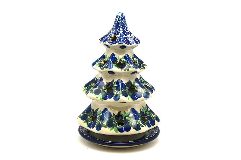 Polish Pottery Christmas Tree Luminaz - Medium (7") - Huckleberry