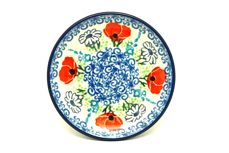 Ceramika Artystyczna Polish Pottery Coaster - Red Poppy Garden 262-2901a (Ceramika Artystyczna)