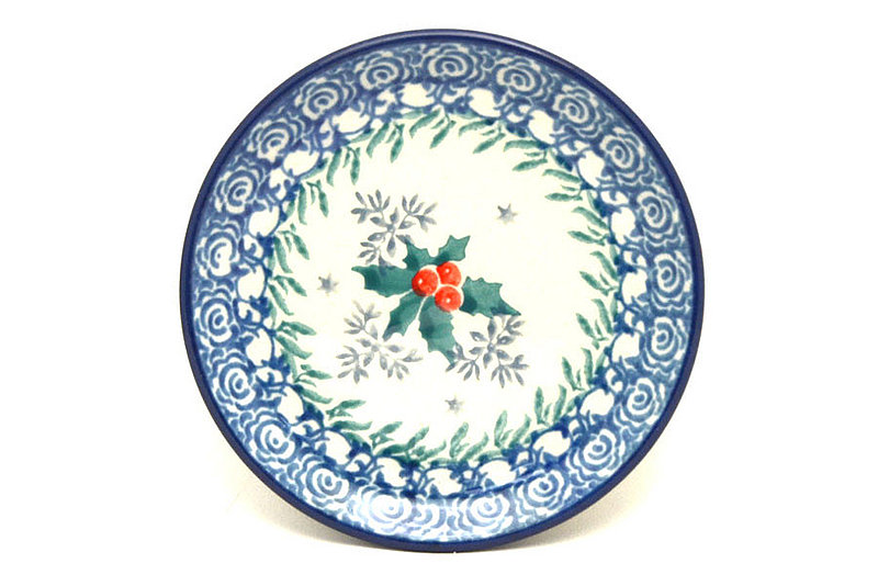 Polish Pottery Coaster - Winter Holly