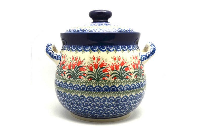 Ceramika Artystyczna Polish Pottery Cookie Jar - 14 cups - Crimson Bells 173-1437a (Ceramika Artystyczna)