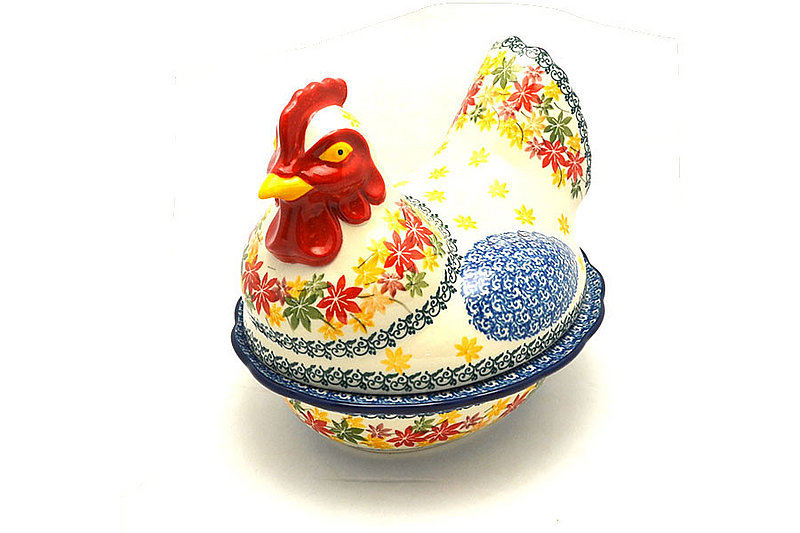 Ceramika Artystyczna Polish Pottery Covered Baker - Rooster - Maple Harvest D43-2533a (Ceramika Artystyczna)