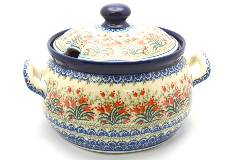Ceramika Artystyczna Polish Pottery Covered Tureen - Crimson Bells 190-1437a (Ceramika Artystyczna)
