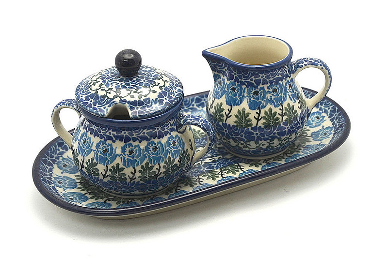 Ceramika Artystyczna Polish Pottery Cream & Sugar Set - Antique Rose 422-1390a (Ceramika Artystyczna)
