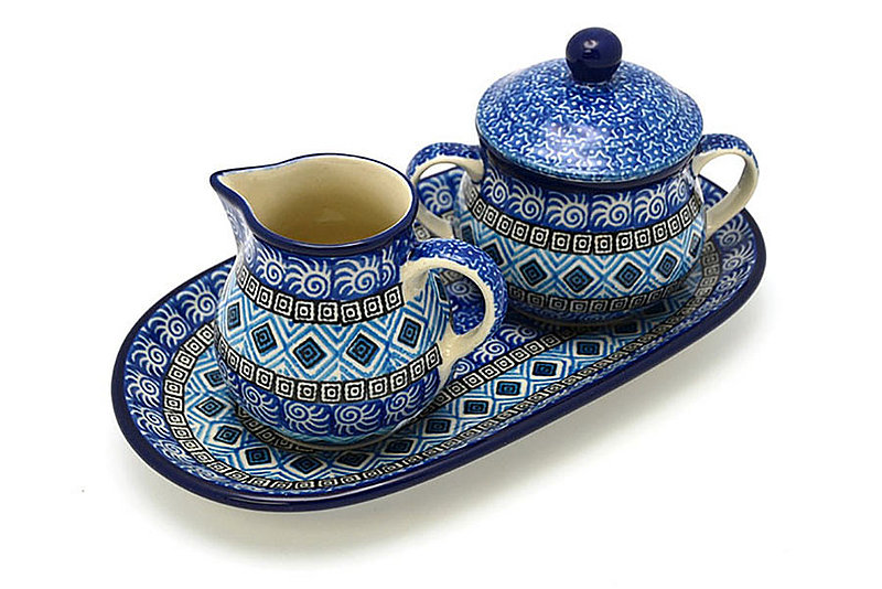 Ceramika Artystyczna Polish Pottery Cream & Sugar Set - Aztec Sky 422-1917a (Ceramika Artystyczna)