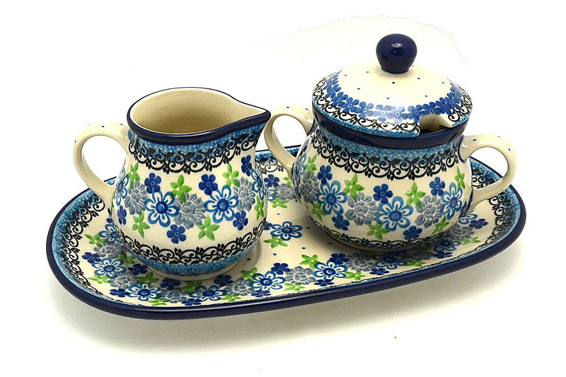 Ceramika Artystyczna Polish Pottery Cream & Sugar Set - Flower Works 422-2633a (Ceramika Artystyczna)