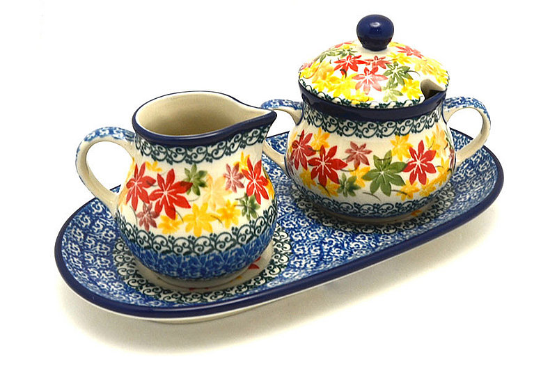 Ceramika Artystyczna Polish Pottery Cream & Sugar Set - Maple Harvest 422-2533a (Ceramika Artystyczna)