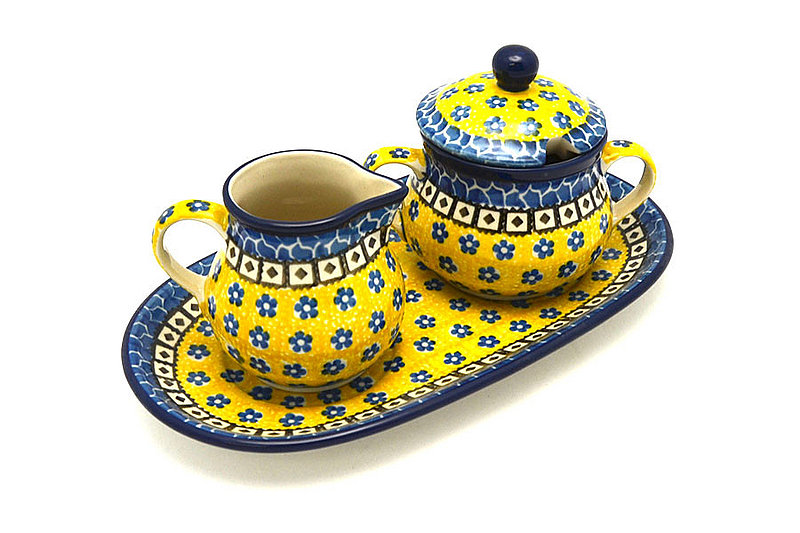 Ceramika Artystyczna Polish Pottery Cream & Sugar Set - Sunburst 422-859a (Ceramika Artystyczna)