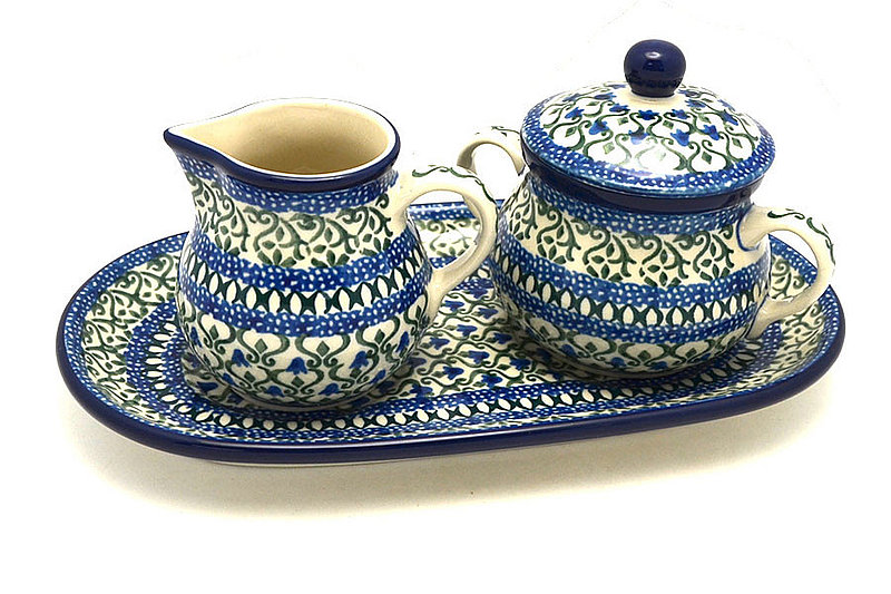 Ceramika Artystyczna Polish Pottery Cream & Sugar Set - Tulip Trellis 422-0585a (Ceramika Artystyczna)