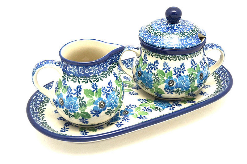Ceramika Artystyczna Polish Pottery Cream & Sugar Set - Wild Indigo 422-1865a (Ceramika Artystyczna)