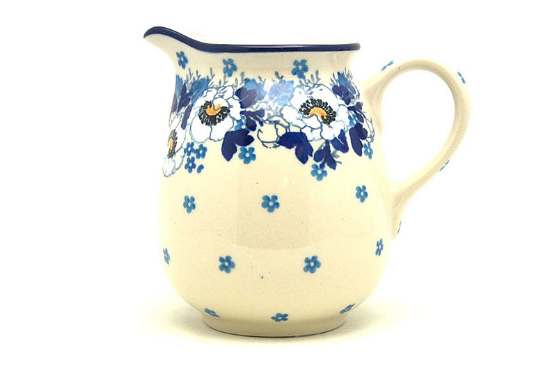 Ceramika Artystyczna Polish Pottery Creamer - 10 oz. - White Poppy B84-2222a (Ceramika Artystyczna)