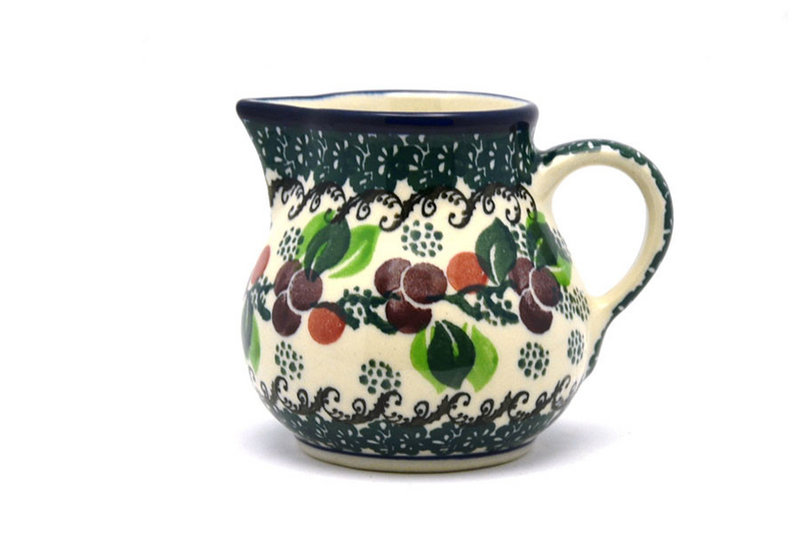 Ceramika Artystyczna Polish Pottery Creamer - 4 oz. - Burgundy Berry Green 091-1415a (Ceramika Artystyczna)