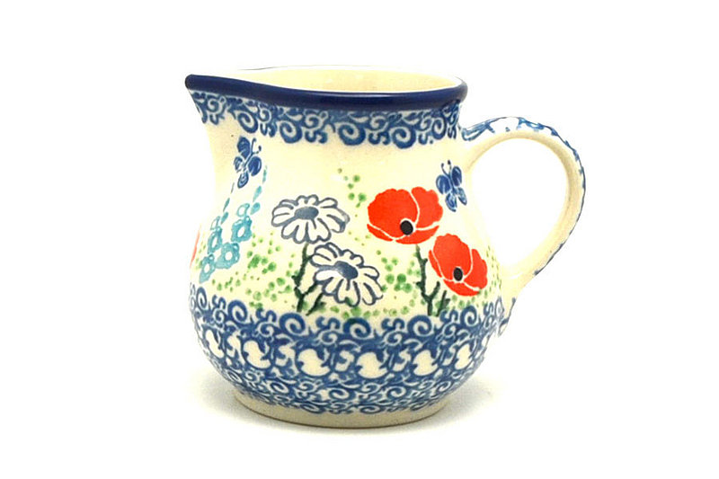 Ceramika Artystyczna Polish Pottery Creamer - 4 oz. - Red Poppy Garden 091-2901a (Ceramika Artystyczna)