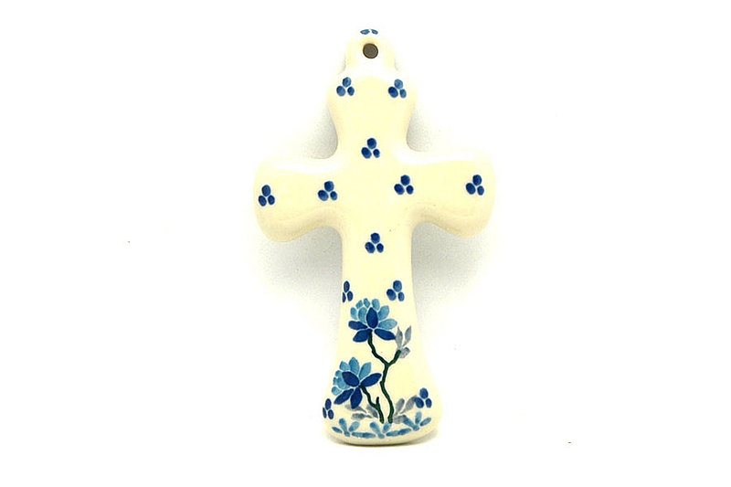 Ceramika Artystyczna Polish Pottery Cross - Small (5") - Clover Field 613-2524a (Ceramika Artystyczna)