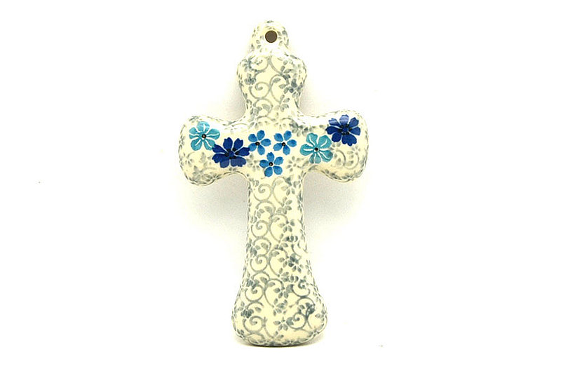 Ceramika Artystyczna Polish Pottery Cross - Small (5") - Sea Blossom 613-2612a (Ceramika Artystyczna)