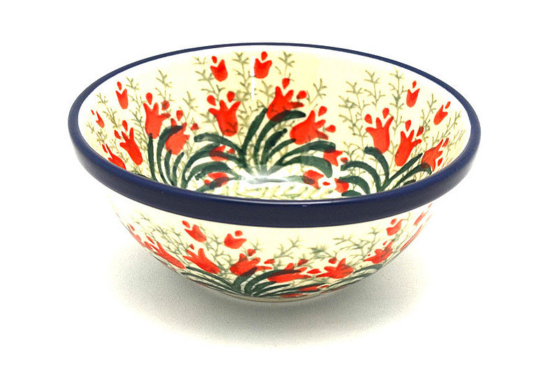 Ceramika Artystyczna Polish Pottery Dish - Deep Round Food Prep - Crimson Bells 556-1437a (Ceramika Artystyczna)
