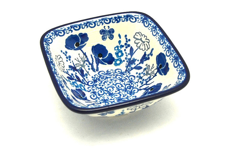 Ceramika Artystyczna Polish Pottery Dish - Deep Square Food Prep - Evening Poppies D11-2902a (Ceramika Artystyczna)
