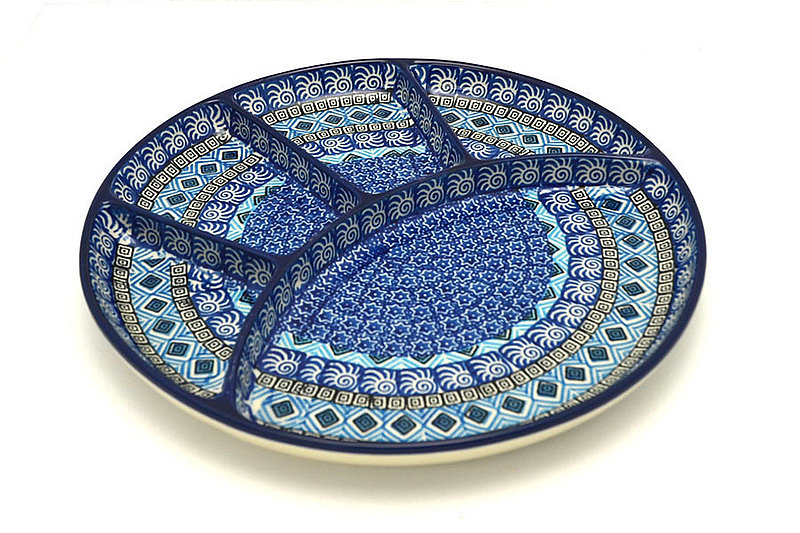 Ceramika Artystyczna Polish Pottery Dish - Divided Appetizer - Aztec Sky 498-1917a (Ceramika Artystyczna)