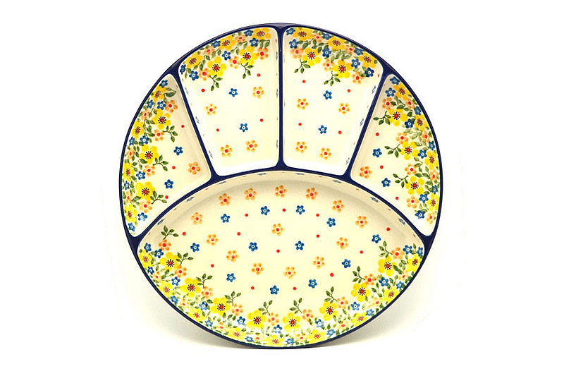 Ceramika Artystyczna Polish Pottery Dish - Divided Appetizer - Buttercup 498-2225a (Ceramika Artystyczna)