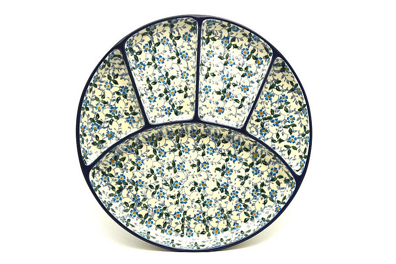 Ceramika Artystyczna Polish Pottery Dish - Divided Appetizer - Forget-Me-Knot 498-2089a (Ceramika Artystyczna)