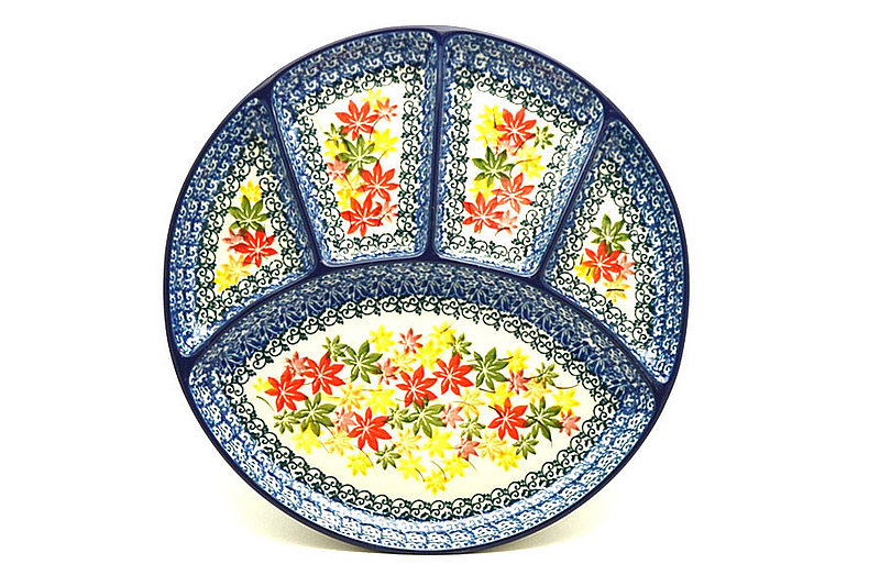 Ceramika Artystyczna Polish Pottery Dish - Divided Appetizer - Maple Harvest 498-2533a (Ceramika Artystyczna)