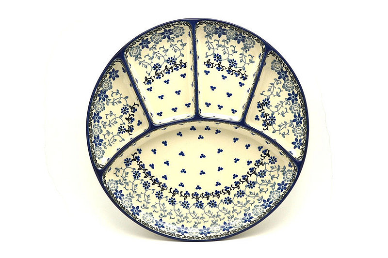 Ceramika Artystyczna Polish Pottery Dish - Divided Appetizer - Silver Lace 498-2158a (Ceramika Artystyczna)