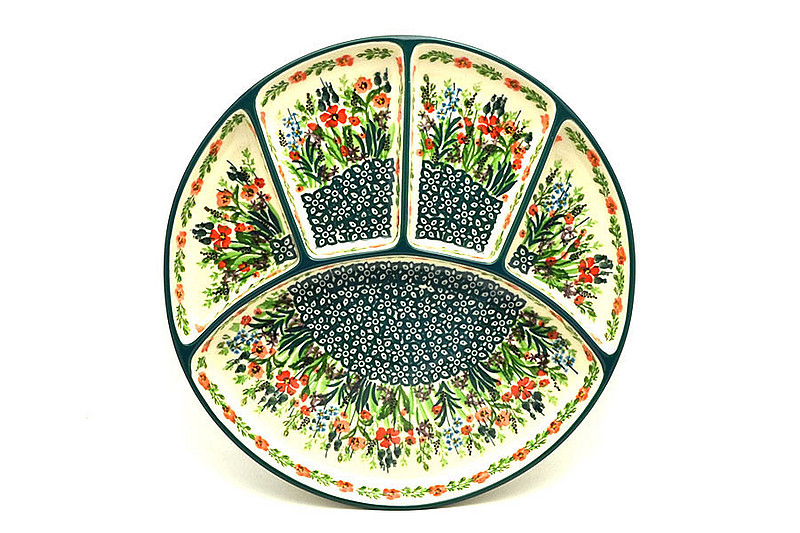 Ceramika Artystyczna Polish Pottery Dish - Divided Appetizer - Unikat Signature - U4335 498-U4335 (Ceramika Artystyczna)
