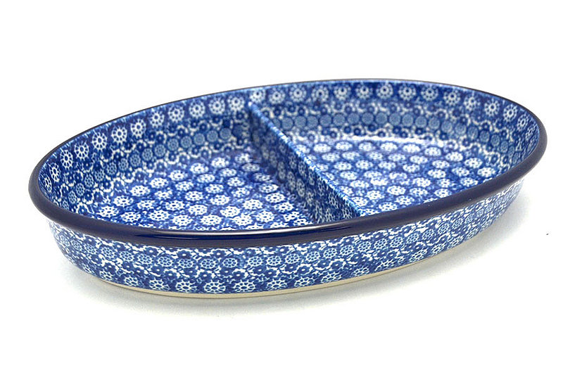 Polish Pottery Dish - Divided Oval - Midnight