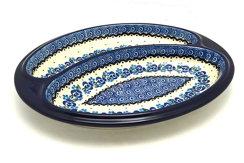Ceramika Artystyczna Polish Pottery Dish - Divided Polish Sausage - Twilight 497-0882a (Ceramika Artystyczna)