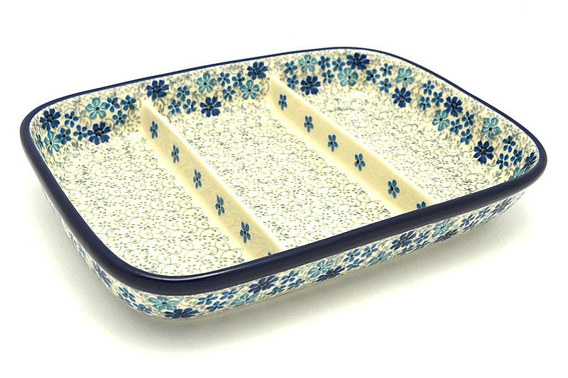 Ceramika Artystyczna Polish Pottery Dish - Divided Rectangular - Sea Blossom 393-2612a (Ceramika Artystyczna)