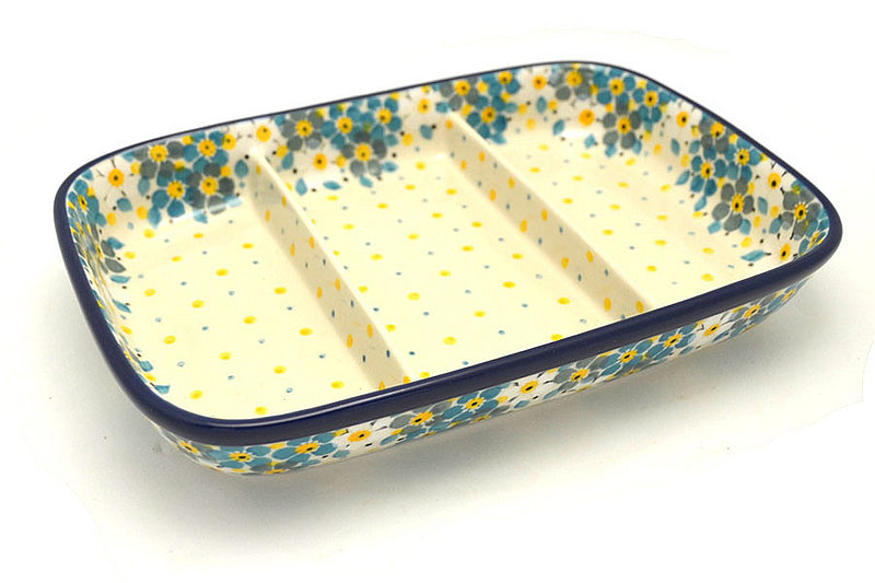 Ceramika Artystyczna Polish Pottery Dish - Divided Rectangular - Shady Blooms 393-2498a (Ceramika Artystyczna)