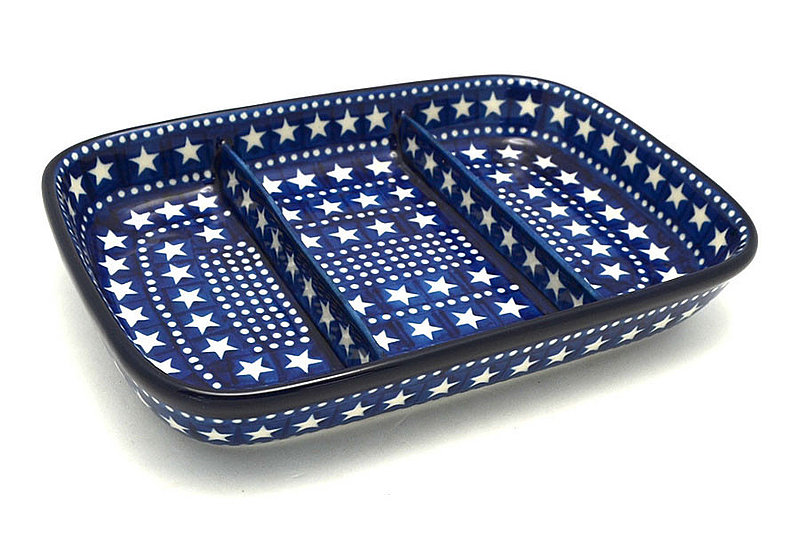 Ceramika Artystyczna Polish Pottery Dish - Divided Rectangular - Starlight 393-119a (Ceramika Artystyczna)