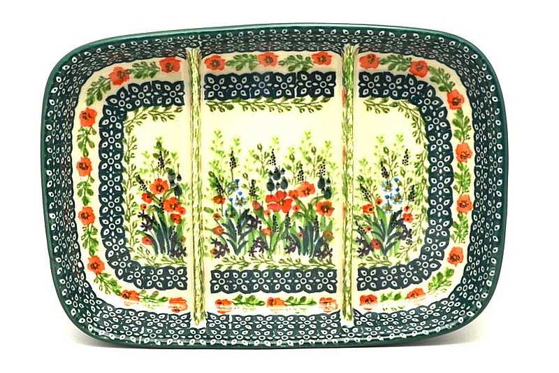Ceramika Artystyczna Polish Pottery Dish - Divided Rectangular - Unikat Signature U4335 393-U4335 (Ceramika Artystyczna)