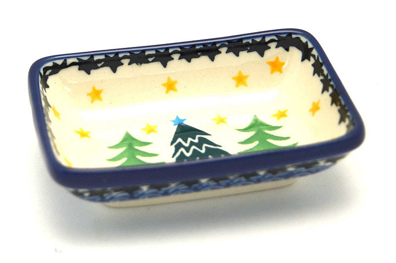 Polish Pottery Dish - Rectangular Food Prep - Christmas Trees