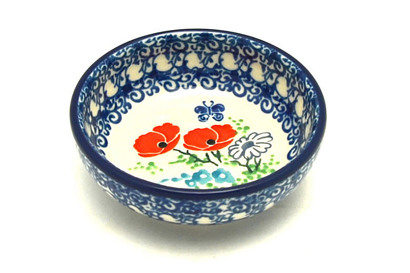 Polish Pottery Dish - Round Food Prep - Red Poppy Garden