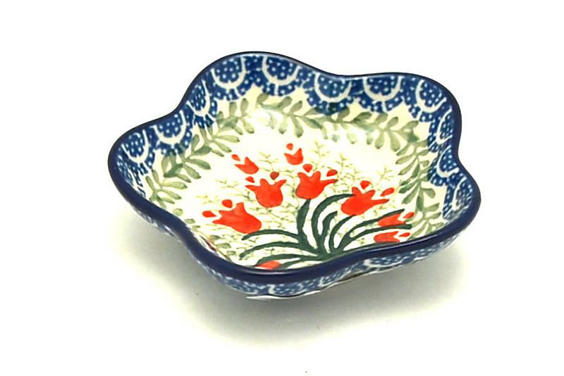 Ceramika Artystyczna Polish Pottery Dish - Small Petal Bowl - Crimson Bells G80-1437a (Ceramika Artystyczna)
