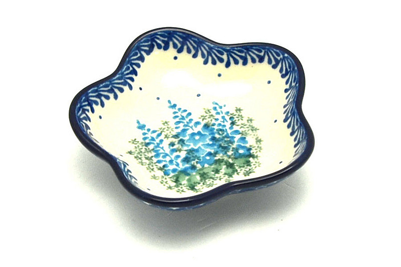 Ceramika Artystyczna Polish Pottery Dish - Small Petal Bowl - Virginia Blue Bells G80-3279a (Ceramika Artystyczna)