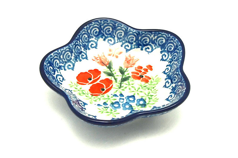 Ceramika Artystyczna Polish Pottery Dish - Small Petal Bowl - Whimsical Garden G80-3220a (Ceramika Artystyczna)