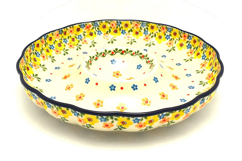 Ceramika Artystyczna Polish Pottery Dish - Vegetable and Dip - 10" - Buttercup A22-2225a (Ceramika Artystyczna)