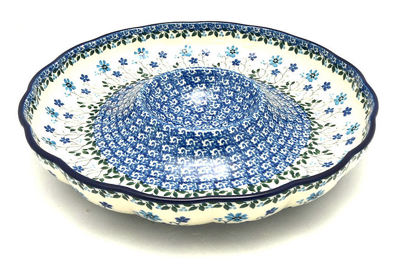 Ceramika Artystyczna Polish Pottery Dish - Vegetable and Dip - 10" - Georgia Blue A22-2785a (Ceramika Artystyczna)