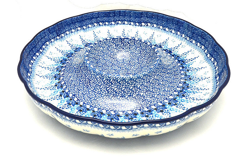 Ceramika Artystyczna Polish Pottery Dish - Vegetable and Dip - 12" - Blue Sage A23-3277a (Ceramika Artystyczna)