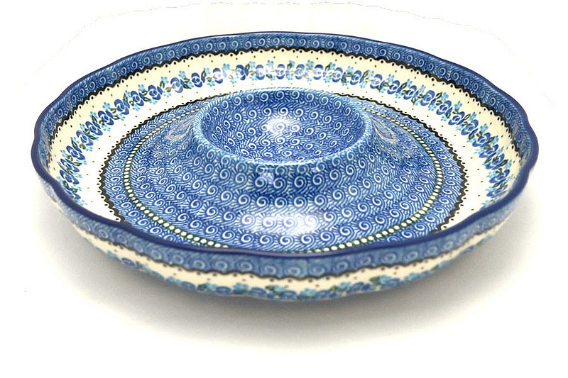 Ceramika Artystyczna Polish Pottery Dish - Vegetable and Dip - 12" - Twilight A23-0882a (Ceramika Artystyczna)