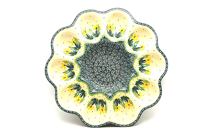 Ceramika Artystyczna Polish Pottery Egg Plate - 10 Count - Daffodil 718-2122q (Ceramika Artystyczna)