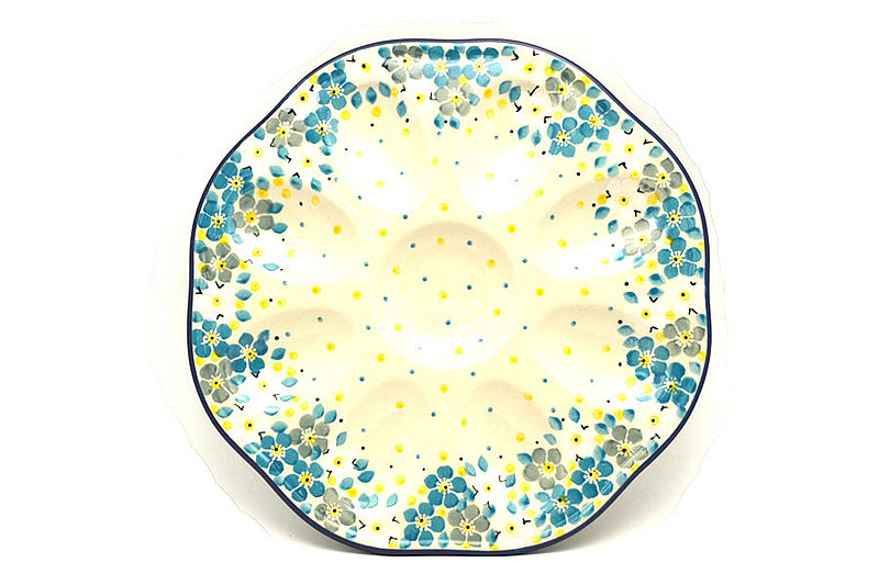 Ceramika Artystyczna Polish Pottery Egg Plate - 8 Count - Shady Blooms A24-2498a (Ceramika Artystyczna)